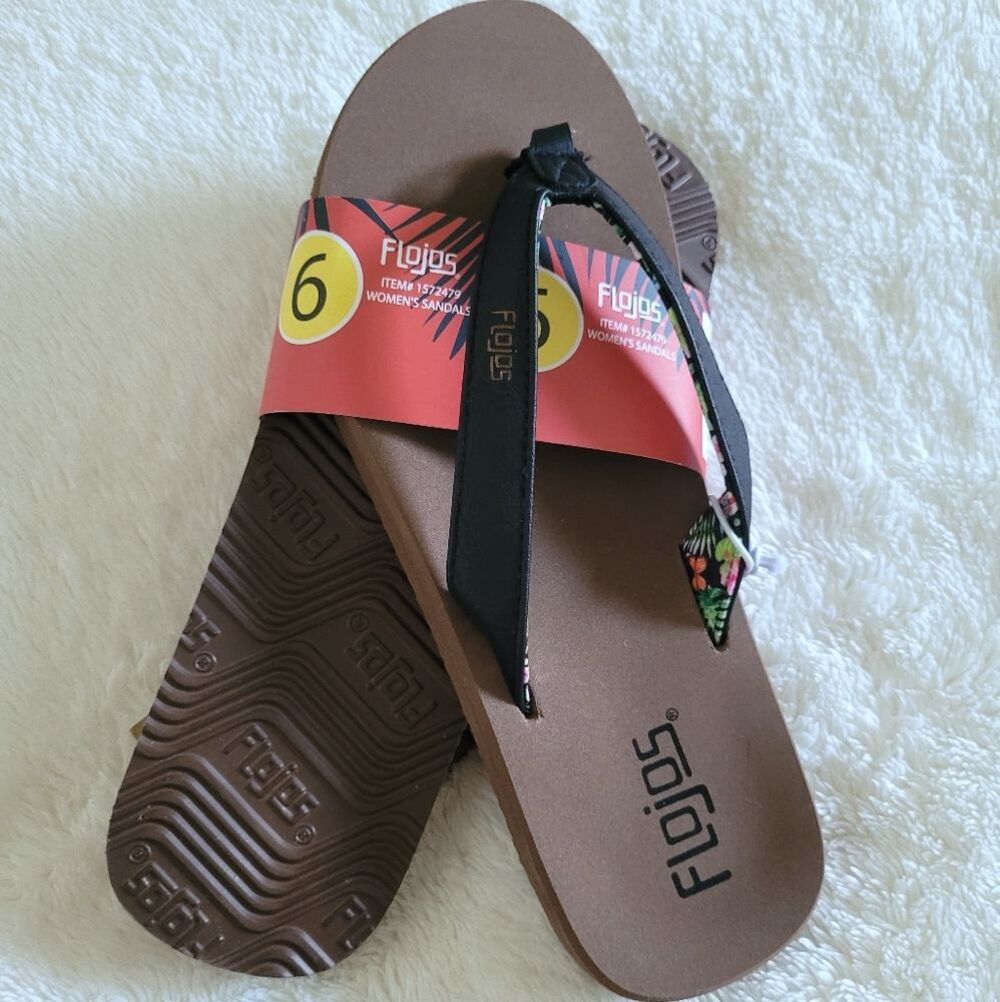 Flojos Women's Flip Flops in Black🖤 Size 6 - NWT - Picture 15 of 16